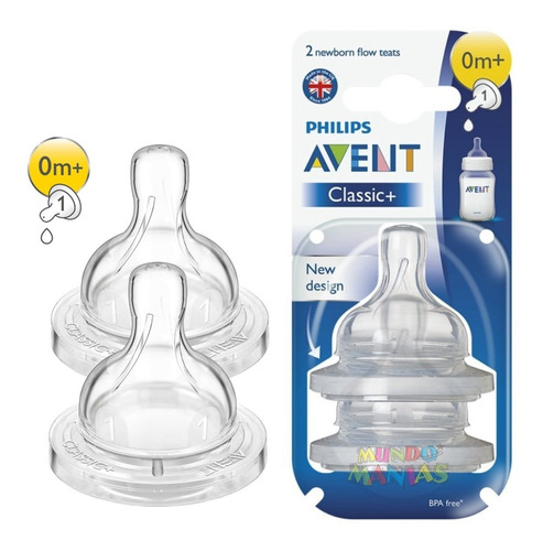 2 Tetinas +0m Para Mamadera Classic Avent Philips Mundomania