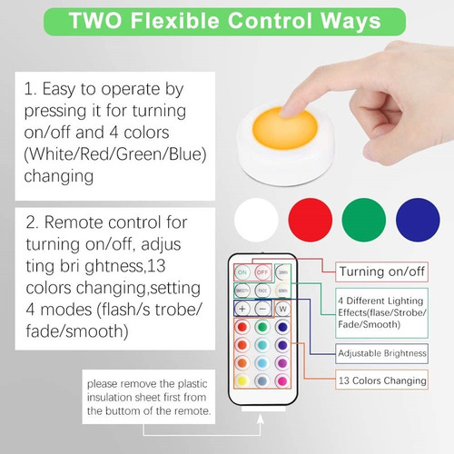 De 6 Piezas De Luz Nocturna Led Con Control Remoto