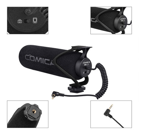 Microfone Shotgun Comica Cvm-v30 Lite B Câmeras E Smartphone Cor Preto