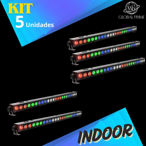 Kit 5 Ribalta 24 Leds 12w Rgbw Pixel Dmx Indoor