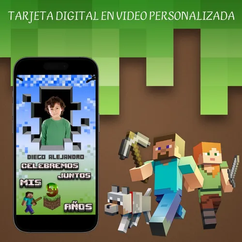Invitación De Cumpleaños Animada En Video - Minecraft