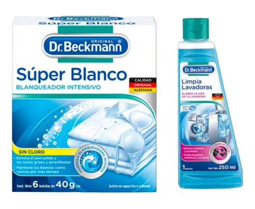 Limpia Lavadoras 250ml+blanqueador Ropa 6pz 40g C/u Beckmann