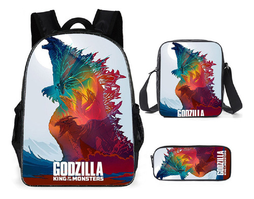 Godzilla Más Vendido Mochila De Estudiante 3 Piezas .a