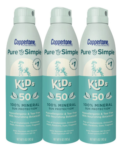 Coppertone Pure And Simple Kids Spray Sunscreen Spf 50 Broad