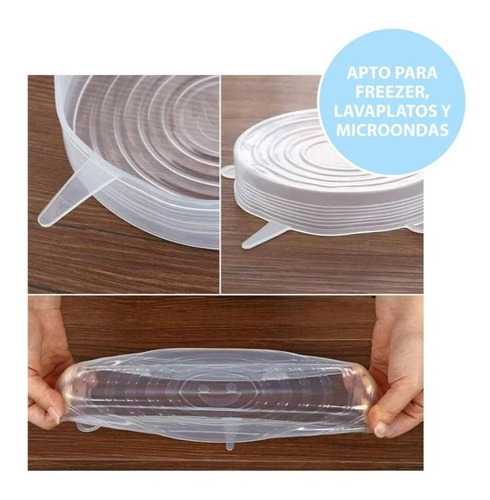 Imagen 3 de 7 de Pack X10 Set Tapas Silicona Multiuso X6 Ajustable Bowl Mayor