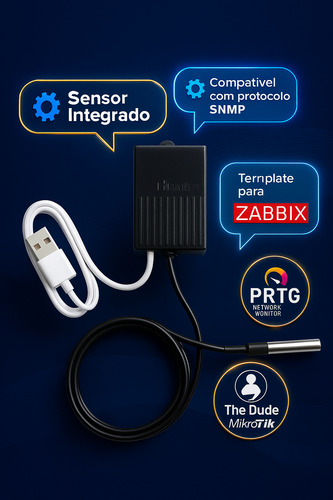 Termometro Snmp Zabixx - Ethernet Cabo - Sensor Temperatura