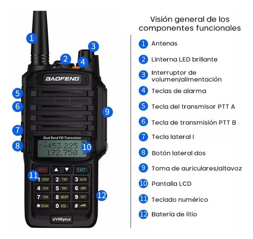 4 Radios Baofeng Uv9r Plus U/vhf Con Manos Libres Bandas 8w Negro Uhf/vuf