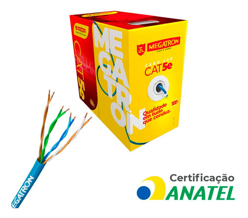 Cabo De Rede Lan Internet Cat5e 20 Metros Crimpado Pronto Cor Azul