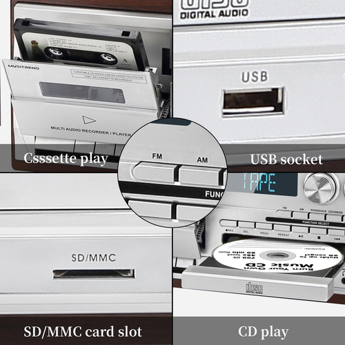 Tocadiscos 10 En 1 Bluetooth Con Altavoces Externos