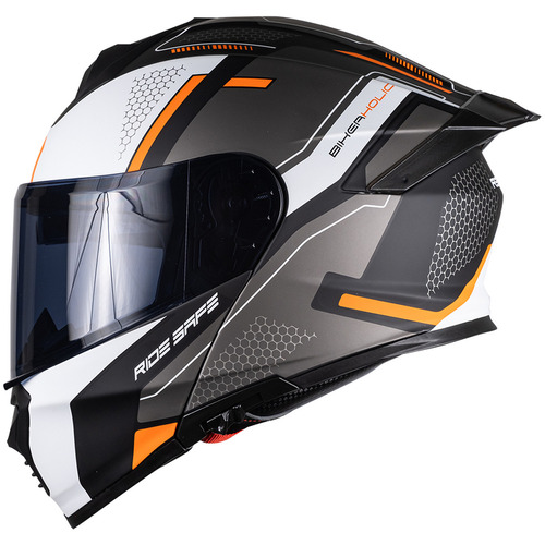 Casco para moto rebatible Kov Revenge  negro y naranja mate talla L 