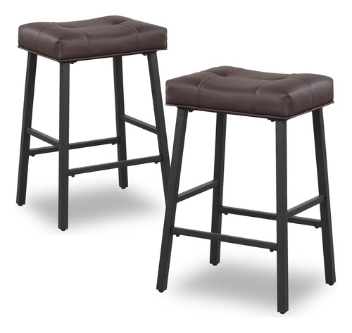 Taburete De Bar De Altura De Mostrador Con Asiento De Piel S