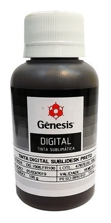 Imagem 2 de 2 de Tinta Sublimatica Gênesis Sublidesk 100ml Preto