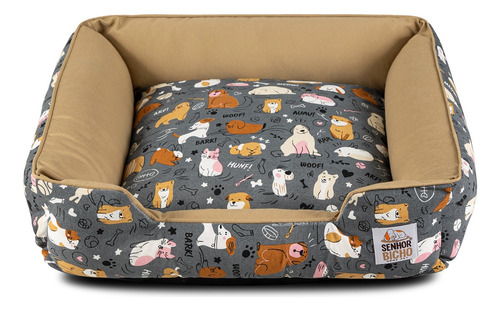 Caminha De Cachorro Impermeável Cama Pet Com Zíper 63x63 Cor Marrom-claro Desenho Estampado