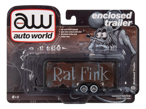Remolque cerrado Rat Fink Rusty Auto World 1/64 de color verde