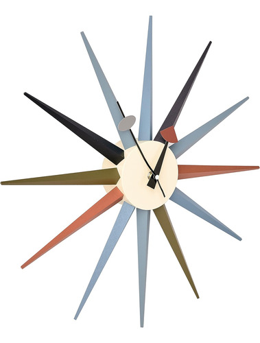 Telechron Reloj Clásico De Madera Sunburst, Multicolor