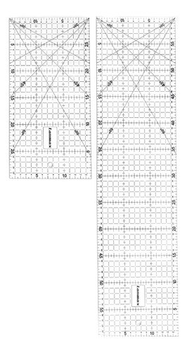 Kit 2 Régua Acrílica Patchwork Scrapbook Costura Papelaria