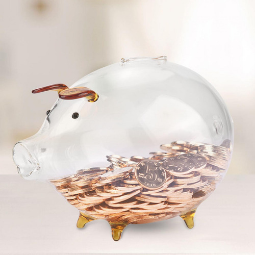 Imagen 9 de 9 de Tarro De Dinero, Banco De Cerditos De Cristal, Transparente