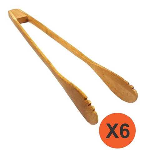 Pinza Bamboo Axen Utensilio 30 Cm Cocina Ensaladas Set X 6 Unidades