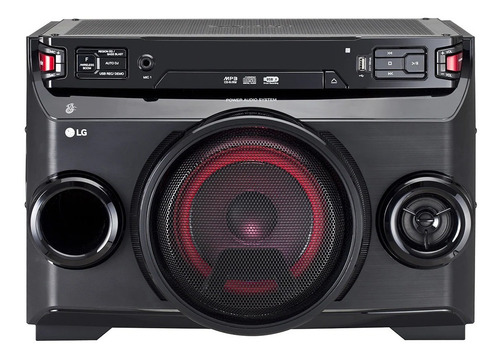 Minicomponente LG Xboom OM4560 negro y rojo con bluetooth 220W de potencia - 220V