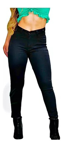 Calça Feminina Preta Jeans Skinny Cintura Alta Modela 14002