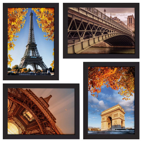 Quadros Paris Fotos Para Sala Moldura Preta 22x32cm Kit 4un