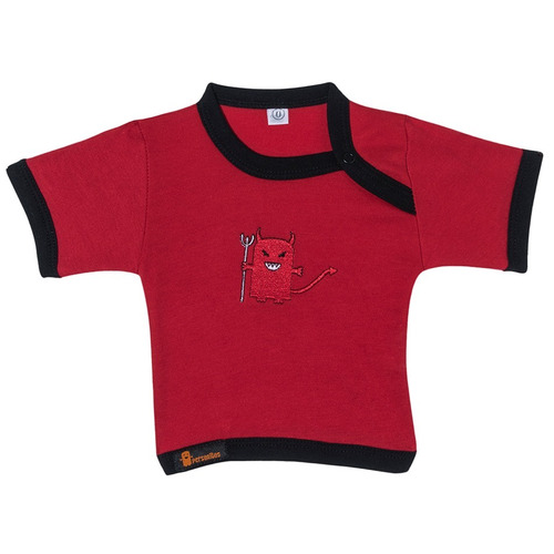 Polera Niño Diablito Roja Con Ribetes Negros Talla 3