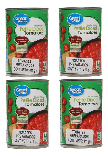 4 Puré De Tomate Preparados Great Value 411g C/u