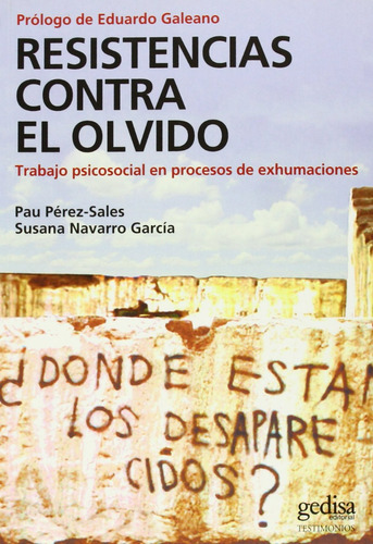 RESISTENCIAS CONTRA EL OLVIDO, de Pau Perez-Sales. Editorial Gedisa, tapa blanda en español, 2008