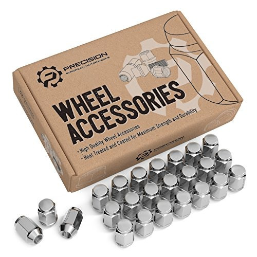 24pc Silver Chrome Bulge Lug Nuts Metric 14x15 Threads Cono