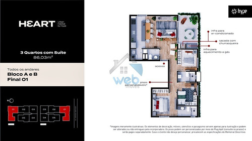 Imagem 15 de 25 de Heart Urban Habitat - Apartamentos À Venda No Bairro Santa Felicidade, Com 2 E 3 Quartos Com Suíte. - Ap00770 - 70811298