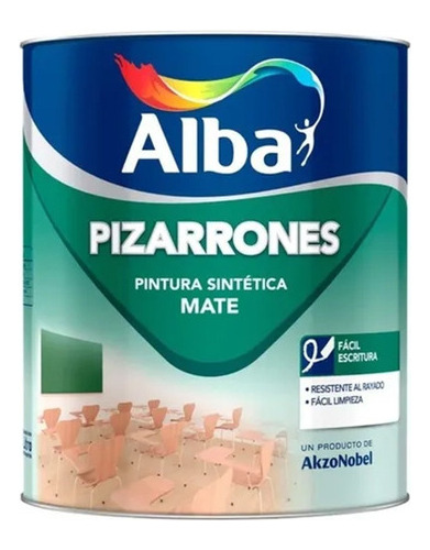 Pintura Sintética Mate Pizarrones 1 Litro Negro Alba - Mm