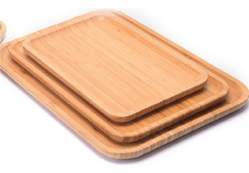 Tábua Em Bambu Bandeja Decoração 22x13 Travessa Retangular