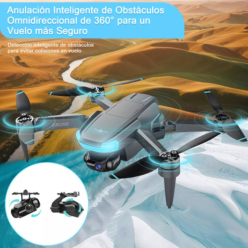 Mini Drone Kf110 Profesional Gps Con Cámara 8k + 2 Baterías Color Negro MERION