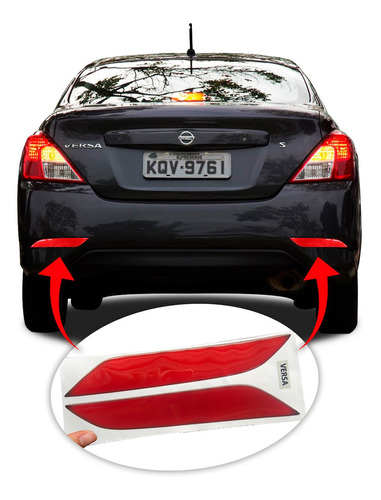 Adesivos Resinado Olho De Gato Refletivo Nissan Versa Par Cor Vermelho