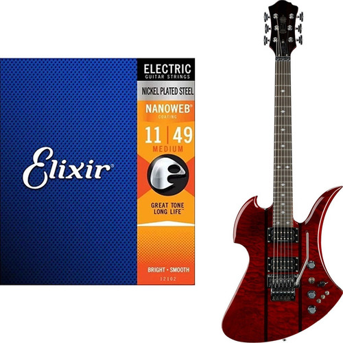 Encordoamento Elixir Cordas 011 Medium Nanoweb Para Guitarra