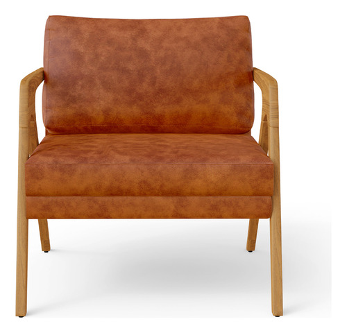 Kit 03 Poltronas Pietra Estrutura Madeira Couríssimo Camel Desenho Do Tecido Liso