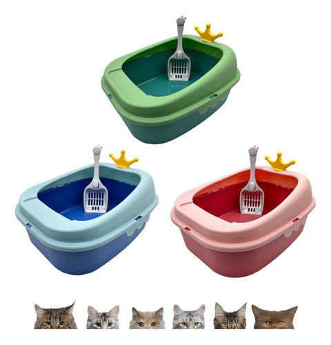 Arenero Para Gato Antisalpicaduras Recogedor Residuo Chico Color Azul