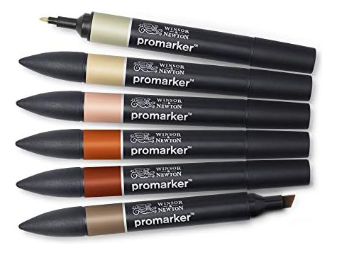 Winsor & Newton Promarker Set, 6 Unidades, Tonos Tierra