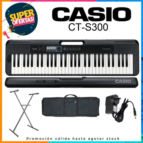 Combo Teclado Sensitivo Casio Ct-s300 + Funda + Soporte 