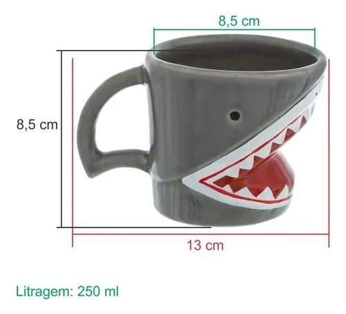 Caneca 3d Tubarão | Cerâmica Decorativa | Animais