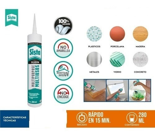 Pack De 12 Silicones Sista Multiusos 280 Ml Blanco