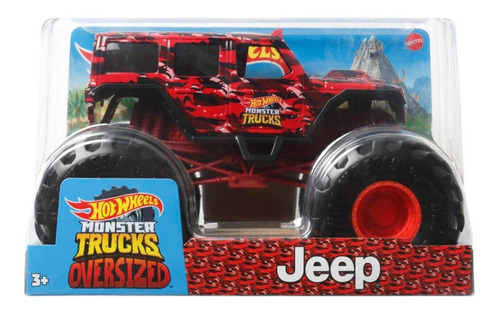 Hot Wheels Monster Trucks Jeep Camuflado Rojo 1:24