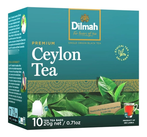 Te Dilmah Pure Ceylon Premium 10 Bolsitas, Te Negro Y Ceylan