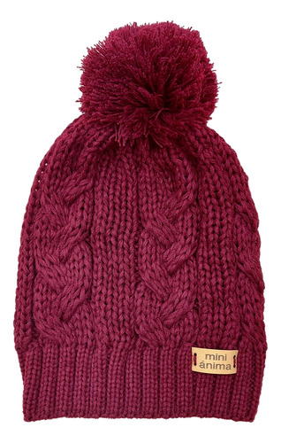 Gorro Pompon Mini Anima Tejido Invierno Kids Bebe Bordo