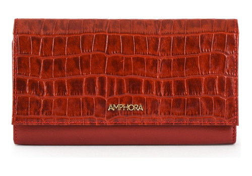 Crocco Class Chequera Con Flap Grande Rojo