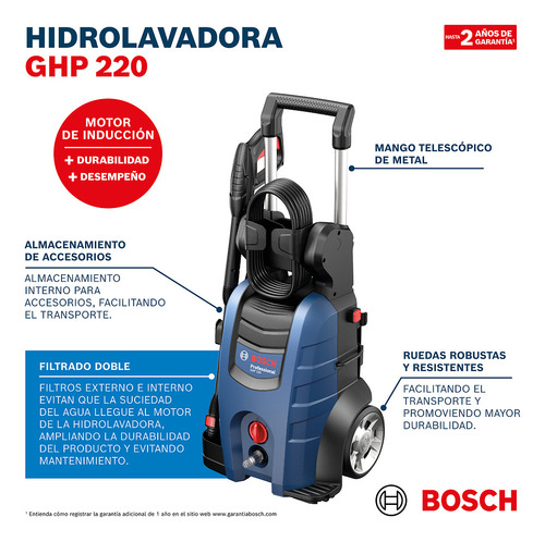 Hidrolavadora Bosch Ghp 220 2200 Psi 220v Con Manguera 8 Mts