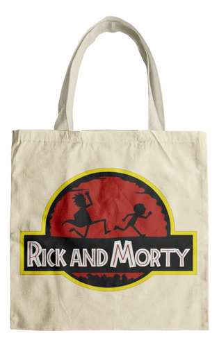 Bolsa Morral Tela Tote Bag Jurassic Park Rick Y Morty Dinosa