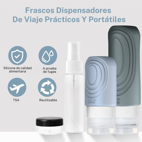 17 Botellas De Kit De Viaje Portátiles Contenedores Silicona