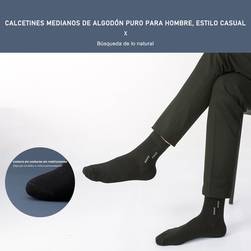 5 Pares 100% Algodón, Calcetines Media Pantorrilla -