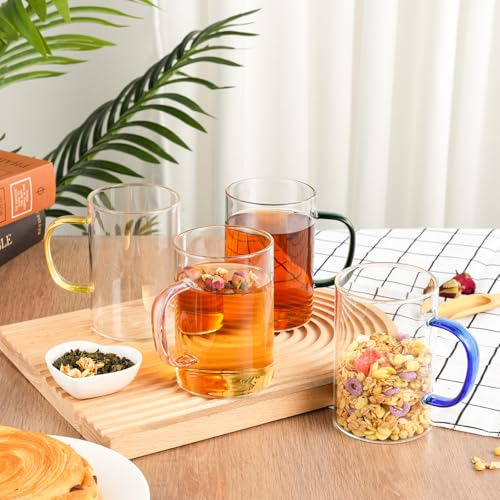 Juego De 4 Tazas Grandes De Café De Vidrio, Tazas De Té De V